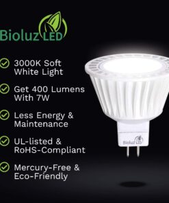 Bioluz LED 10 Pack MR16 LED 50W Halogen Equivalent Dimmable 7w 3000K 12v AC/DC UL Listed 29 719O7Y1etL