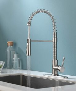 Alternative view of KINGO HOME Kitchen Faucet with Pull Down Sprayer, Commercial Utility Stainless Steel High Arc Single Handle Kitchen Sink Faucet with Sprayer Modern Farmhouse Spring Kitchen Faucets Brushed Nickel