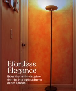 Brightech Sky LED Torchiere Super Bright Floor Lamp - Contemporary, High Lumen Light for Living Rooms & Offices - Dimmable, Indoor Pole Uplight for Bedroom Reading - Black 28 719OLalWQcL