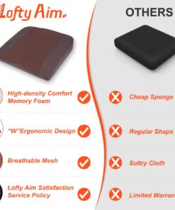 Lofty Aim Car Seat Cushion, Comfort Memory Foam Car Cushions for Driving - Sciatica & Lower Back Pain Relief, Seat Cushion for Car Seat Driver, Office Chair, Wheelchair (Brown) Brown 16 719PSKZAJKL