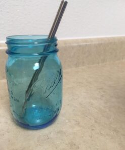 Short Safer Rounded End Stainless Steel Smoothie Straws, Reusable Straight Metal Straws for Half Pint Mason Jars, Coffee Mugs, Small Glasses, Cocktail Straws, 4 Portable Short Stainless Steel Straws 47 719PX lRhsL
