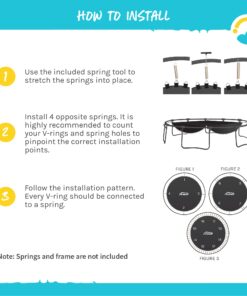 SkyBound Replacement Trampoline Mat, Fits 15ft Frames w/Spring Tool and Durable V-Rings, Bounce Safely with Extra Rows of Stitching - Jumping Mat for 15ft Round Trampoline - Fit 96 Springs & 6.5-7" 159" Wide | 96 Rings | Fits 7" Springs 26 719Qwmz2G3L 1