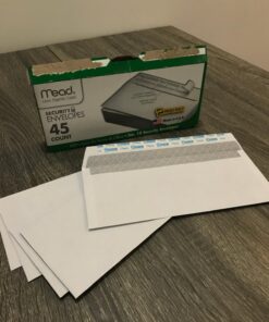 Mead #10 Envelopes, Security Printed Lining for Privacy, Press-It Seal-It Self Adhesive Closure, All-Purpose 20-lb Paper, 4-1/8" x 9-1/2", White, 45 per Box (75026) 45 Envelopes 23 719RNnXo6zL