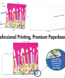 The Best Card Company - 1 Large Birthday Card with Envelope (8.5 x 11 Inch) - Fun Celebration Card for Birthdays - Birthday Candles J6555ABDG 10 719UdGZo48L