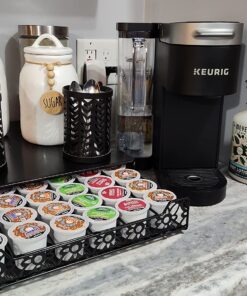 Home-It K Cup Holder for Counter - Storage Drawer for Keurig K-Cup Coffee Pod Organizer - Metal Designed K-Cup Storage, 42 Pod Capacity Compact Under Coffee Pot 30 719VKNOF8uL
