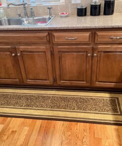 Machine Washable Bordered Design Non-Slip Rubberback 2x7 Traditional Runner Rug for Hallway, Kitchen, Bedroom, Living Room, 1'10" x 7', Brown Border Dark Brown Runner - 1'10" x 7' 43 719VzdYva2L