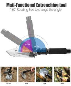 FiveJoy Professional Survival Shovel Multitool - Portable Collapsible Tactical Tool - Entrenching Backpack Equipment for Hiking Camping Car - Gifts for Men Dad Husband (Shovel RS) 16 719WQ0vkv9L