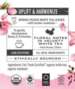 Numi Organic Tea White Rose, 16 Tea Bags (Pack of 6), Velvety White Tea & Fragrant Rosebuds, Low Caffeine 8 719WtakThuL