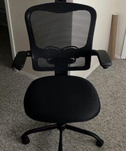 LANDOMIA Ergonomic Office Desk Chair - Mesh Office Chair with Flip up Arms & Adjustable Back Height - Comfortable Computer Task Chairs with Lumbar Support for Heavy People Black 47 719YkTI5xFL