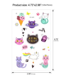 Temporary Tattoos for Girls Kids Women(180pcs), Konsait Cute Kitty Cat Tattoos Waterproof Body Art Sticker Great Birthday Party Favors Kids Party Accessories Goodie Bag Stuffers Party Fillers Gift 11 719aQidOfL