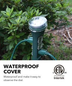 BN-LINK Outdoor Power Strip with Programmable Mechanical Timer and Yard Stake, 6 Grounded Outlets - 6 ft Cord, Weatherproof for Outdoor Lamps Lights Ponds Christmas Lights 1875W/15A ETL Listed Dial 17 719bUm9OGpL