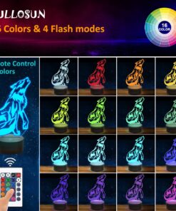 FULLOSUN Wolf Gifts, 3D Night Light for Kids Optical Illusion Lamp Co-Sleeping,Remote Controller with 16 Color Changing Birthday Gifts & for Kids, Boys & Men 13 719bYp0QpL