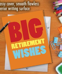 NobleWorks Big Retirement Wishes - Congratulations Retirement Card with Envelope (Large 8.5 x 11 Inch) - Farewell Card for Boss, Employee, Coworker J2734RTG 12 719cjNNaKdL