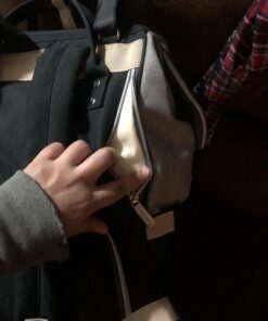 Hafmall Diaper Bag Backpack, Multifunctional Baby Diaper Bag with Stroller Hooks, Stylish Baby Bag for Mom Dad, Gray Black Black Gray 81 719d8BP0GL