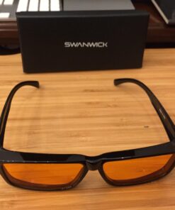 Swanwick Amber fit over blue light blocking glasses. Premium 99% blue blocker glasses fits over prescription glasses. Regular Black 17 719dVkmHucL