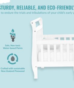 Dream On Me Emma 3 in 1 Convertible Toddler Bed in White 56x29x28 Inch,29x29x18 Inch 24 719di0iQwZL