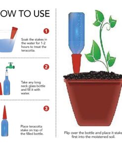 Modern Innovations Ceramic Terracotta Self Watering Spikes (4 Pack) Vacation Automatic Plant Waterer Devices, Indoor/Outdoor Planter Insert, Terra-Cotta Stakes for Potted Plants, Auto-Water System 4 Pack 31 719g1zATABL