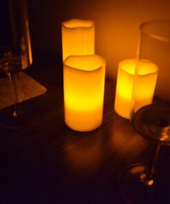 LED Lytes Timer Remote Control Flameless Candle Set, 3 Flickering Candles, 3 in Wide by 4, 5, 6 in Tall, Real Ivory Wax and Amber Flame, Home Decor, Large Battery Powered for Gifts for Mom Round Ivory Wax and Amber Flame 49 719hm7zrSBL