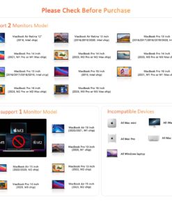 USB C Docking Station Dual Monitor for MacBook Pro/Air, 13-in-2 Triple Display Laptop USB-C Hub, Type C Dock with 2 4K HDMI, VGA, PD3.0, 7 USB, RJ45, 3.5mm Audio 37 719iQXE14EL