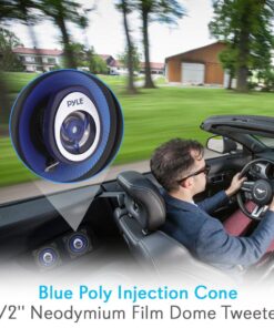 Pyle 4" Car Sound Speaker (Pair) - Upgraded Blue Poly Injection Cone 2-Way 180 Watt Peak w/ Non-fatiguing Butyl Rubber Surround 110 - 20Khz Frequency Response 4 Ohm & 3/4" ASV Voice Coil - PL42BL 25 719jeZsyX2L