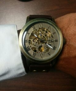 AMPM24 Men's Steampunk Mechanical Leather Bronze Skeleton Self-Winding Auto Wrist Wacth PMW198 28 719jjwEjlrL