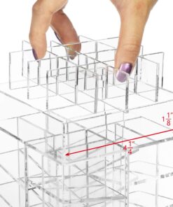 Ikee Design Premium Acrylic Rotating 64 Cosmetic Lipstick Organizer Tower,Lipgloss Stand with Removable Dividers, 360 Degree Spinning Lipstick Display Tower,4 1/2 W x 4 1/2 D x 9 1/8 H in Clear 26 719jk8SZZXL
