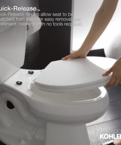 KOHLER K-4639-0 Cachet Quiet Close Toilet Seat, White, Round Non Ready Latch 34 719jqDlQ7L 1