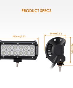 Alternative view of Auxbeam 7inch LED Light Bar, 36W Spot Off Road Driving Light Super Bright Led Spot Light Pod IP67 Waterproof Backup Light for trucks 4x4 Military Mining Boating Farming and Heavy Equipment 7 Inch