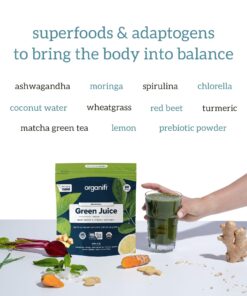 Organifi Green Juice - Organic Superfood Powder - 180-Day Supply - Organic Vegan Greens - Helps Decrease Cortisol - Provides Better Response to Stress - Supports Weight Control - Total Body Wellness 9.8 Ounce (Pack of 6) 11 719la9rrf8L