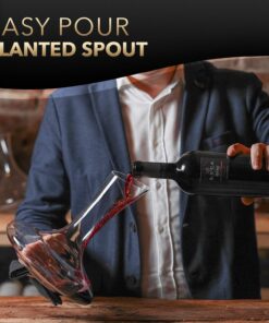 Le Chateau Red Wine Decanter - Hand Blown, Lead-Free Crystal Glass Decanter and Wine Aerator - Full Bottle (750ml) Wine Decanters and Carafes - Elegant Wine Carafe, Wine Gifts and Wine Accessories 20 719mLWI5sDL