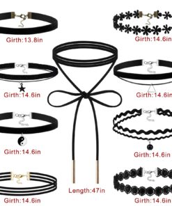 Alternative view of Outee 9 Pcs Choker Set Black Chokers Necklaces for Women Black Velvet Choker Necklaces for Teen Girls Henna Tattoo Ribbon Chokers for Women