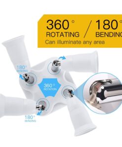 JACKYLED 4 in 1 E26 Light Socket Splitter Adapter Converter for Standard LED Bulbs 360 Degrees Adjustable 180 Degree Bendable Max Watt 240W 25 719nrChwwL