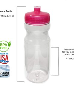 Alternative view of Rolling Sands BPA-Free 24 Ounce Clear with Pink Water Bottles, Bulk 30 Pack, Made in USA Clear/Pink