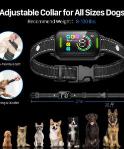 Dog Bark Collar, DINJOO Bark Collar for Large Medium Small Dogs,Smart Bark Collar,Rechargeable Anti Barking Training Collar with 8 Adjustable Sensitivity,Bark Shock Collar with Beep 27 719phDDa L