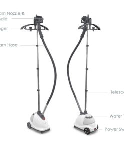 Pure Enrichment® PureSteam™ XL Standing Steamer with Garment Hanger - Heats in 45 Seconds with 0.5-Gallon Water Tank for 1 Hour Continuous Steaming - Includes Fabric Brush and Easy-roll Wheels 26 719pjA0bBL