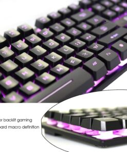 Rii RK100 3 Colors LED Backlit Mechanical Feeling USB Wired Multimedia Gaming Keyboard, Office Keyboard for Working or Primer Gaming,Office Device 32 719q ueYQL