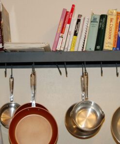 Old Dutch Wall-Mount Bookshelf Pot Rack with Grid & 12 Hooks, Graphite, 36.25" x 9" x 11.5" 28 719qAT0sfkL