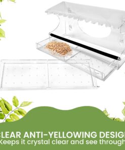 Large Clear Window Bird Feeder - Extended House with Strong Suction Cups - Steel Perch Sliding Feed Seed Tray - See Through Transparent Big Birdhouse - Wild Finch, Cardinal, Blue Jay - Cool Cat Gift 58 719qPWQAoL