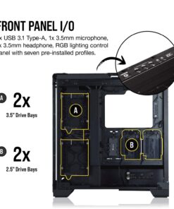 Corsair CORSAIR Crystal 570X RGB Mid-Tower Case, 3 RGB Fans, Tempered Glass - Mirror Black (CC-9011126-WW) 50 719r6Px97ZL
