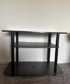 Furinno Turn-N-Tube No Tools 3-Tier Entertainment Center TV Stand for TV up to 32 Inch, Plastic Round Tubes, Dark Brown/Black 32-Inch Plastic Poles 33 719rEt9Zo3L