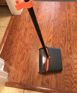 TreeLen Broom and Dustpan Set with 52" Long Handle for Home Kitchen Room Office Lobby Floor Use Upright Stand Up Stand Up Broom with Dustpan Combo A Orange Broom and Dustpan 37 719sCOlzqsL