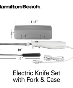 Hamilton Beach Electric Knife Set for Carving Meats, Poultry, Bread, Crafting Foam & More, Reciprocating Serrated Stainless Steel Blades, Ergonomic Design Storage Case + Fork Included, 5 Foot Cord New for 2023 24 719sOzbMvlL 4