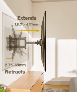 Mounting Dream UL Listed TV Wall Mount for Most 26-55 Inch TVs, Full Motion TV Mount with Perfect Center Design, Articulating Wall Mount TV Bracket Swivel and Tilt, Max VESA 400x400mm, Up to 77LBS 25 719sTCi7xYL