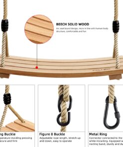 Pellor Wood Tree Swing Seat,Indoor Outdoor Rope Wooden Swing Set for Children Adult Kids 17.7x7.9x0.6 inch Burlywood 23 719t4NIky2S