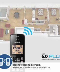 Panasonic Expandable Cordless Phone System with Amber Backlit Display and Call Block – 1 Handset – KX-TGC350B (Black) 16 719tQEyNmL