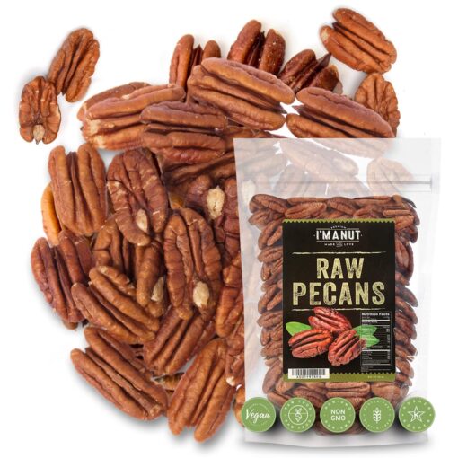 Raw Pecan Halves 44 oz (2.75 lb) Natural American Pecans | No PPO | Batch Tested Gluten & Peanut Free | Non-GMO | Shelled | Extra Fancy|No Preservatives | Vegan | Keto & Paleo Friendly 2.75 Pounds