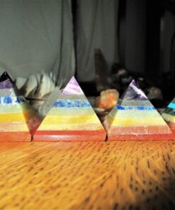 CHAKRA PYRAMID STONE w/ 7 Chakra Stones ~ Red Jasper, Aventurine, Golden Quartz, Amethyst ~ 30-40mm Size by Shambala Shop 26 719v2RZ10nL