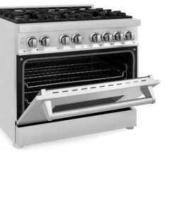ZLINE 36" 4.6 cu. ft. Dual Fuel Range with Gas Stove and Electric Oven with Color Door Options (RA36) (Stainless Steel) 13 719wOH0nLML