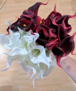 Luyue 20 Pcs Fake Calla Lily Artificial Flowers Bridal Wedding Bouquet Latex Real Touch Flower Home Kitchen Office Decor-Brick Red Brick Red 30 719yS4duwZL