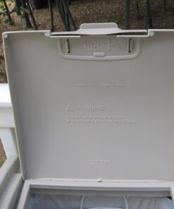 Suncast 33 Gallon Hideaway Trash Can for Patio - Resin Outdoor Trash with Lid - Use in Backyard, Deck, or Patio - Taupe 1 Pack 36 719ylPevo9L